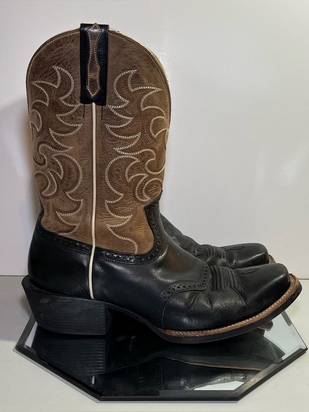 Cody James Dunn Leather Western Boots, Size 12 D, Black/Brown